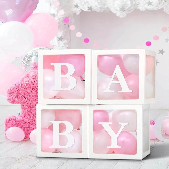 Baby Boxes with 4 Letters, 40 Pink Balloon - Image 7