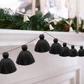 Big Size Tassel Garland H3.1in Polyester Yarn Black Pom Pom Tassel Banner by Binpeng