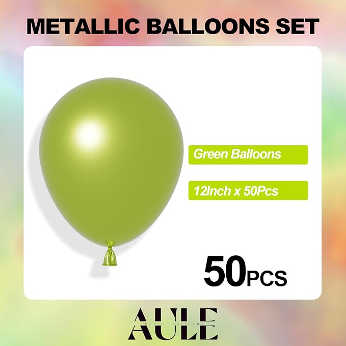 AULE 50Pcs Metallic 12 Inch Lime Green Chrome Helium Shiny Thicken Balloons | - Image 5