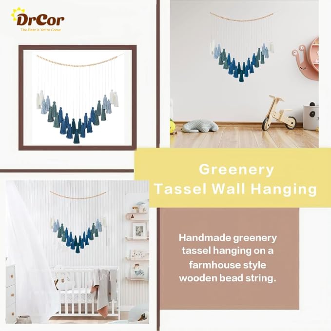 DrCor Ombre Green Boho Macrame Garland Wall Hanging Decor | Handmade yarn banner - Image 5