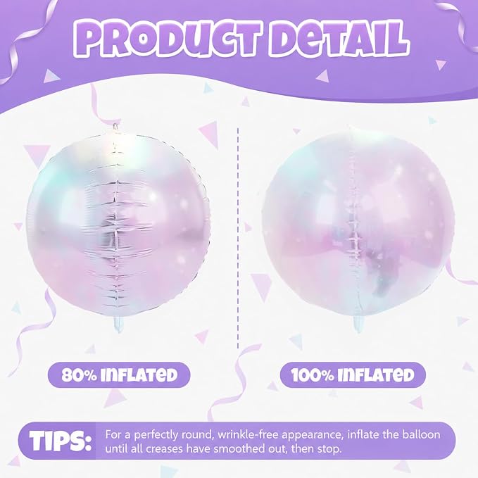 Biapian 12 Pcs Iridescent Round Foil Balloons, Different Size Holographic - Image 7