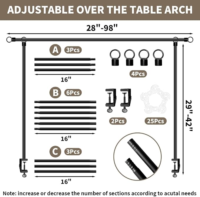 Over The Table Rod Stand with Clamps, Table Arch Stand Adjustable 29"-42" Tall - Image 2