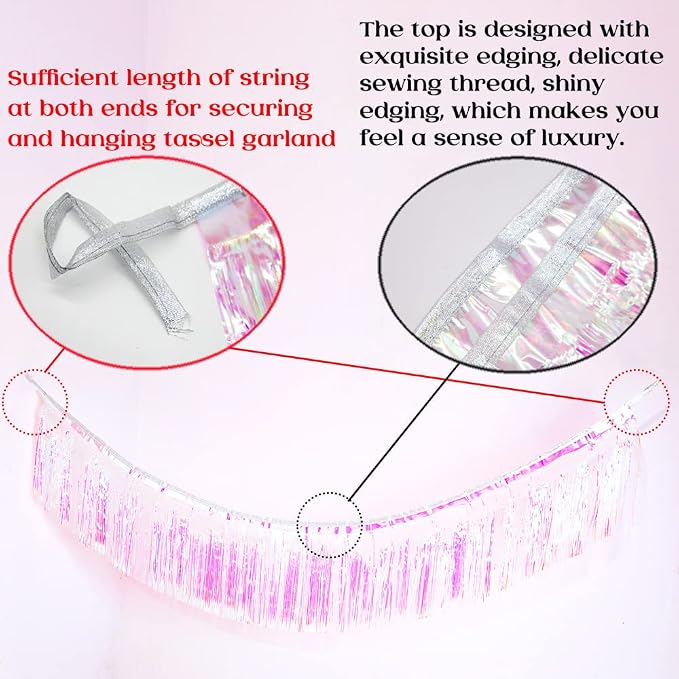 Premium Iridescent Fringe Tinsel Garland - Image 4