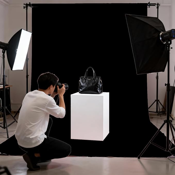 Black Photography Backdrop for Photoshoot, Fabric 8x10ft | Polyester Studio - Image 4