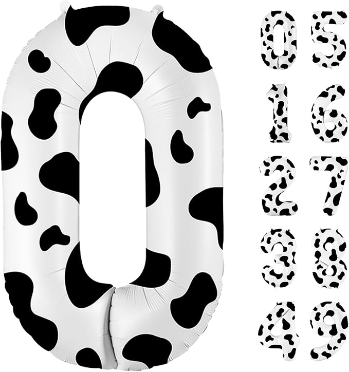 40 Inch Cow Print Balloon, Number 0 Balloons by United-UnicornsParty