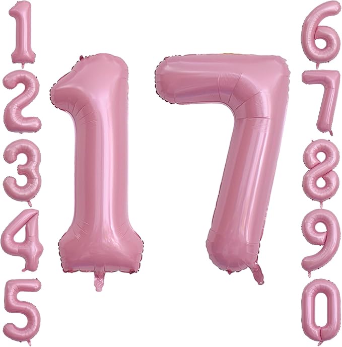 Pearlescent Pink Number 17 Balloon 40 Inch, Shiny Foil by Unknown
