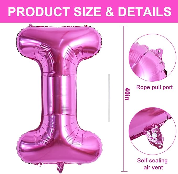 TONIFUL 40 Inch Large Rose Red Letter I Balloons - Image 2