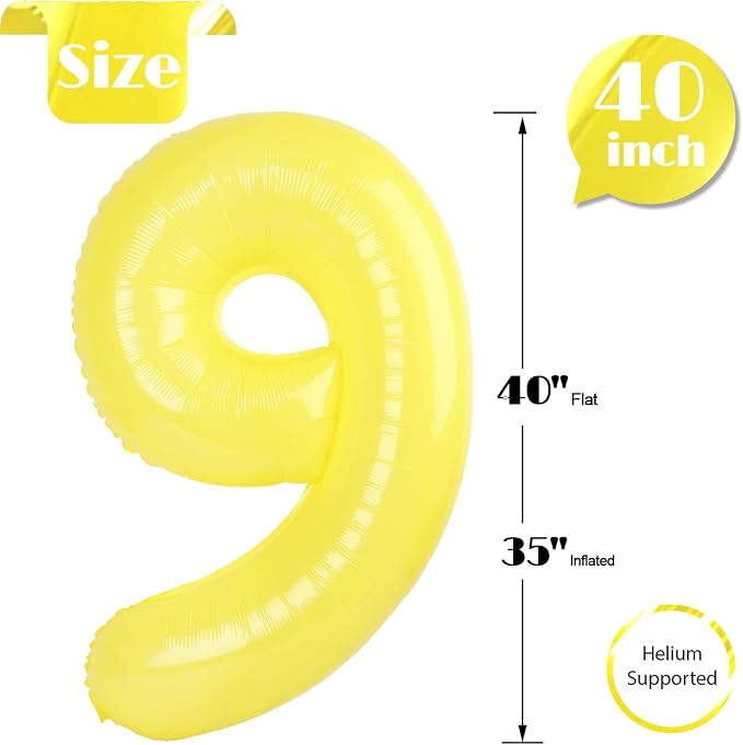Yellow Number 9 Balloon 40 Inch - Image 5