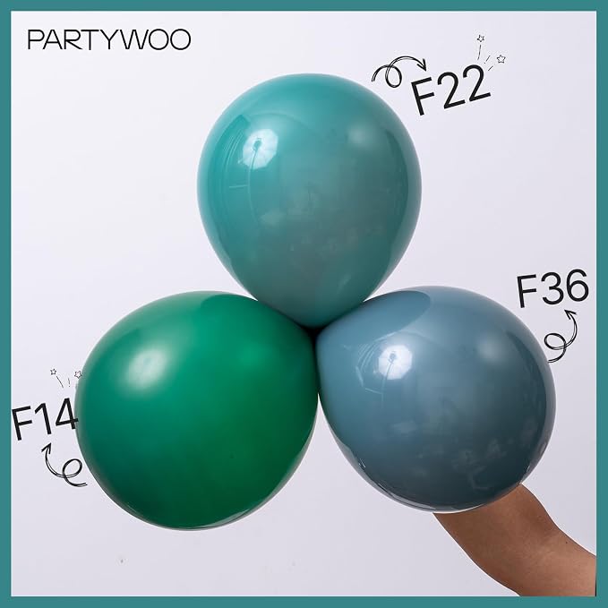 PartyWoo Dark Green Balloons 140pcs Emerald Hunter Forest Green Boho Color | - Image 4