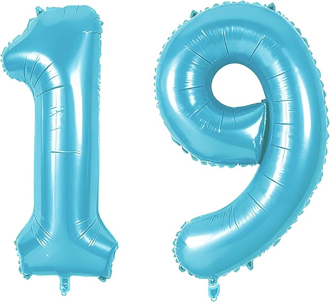 Number 19 Balloons for 19th Birthday Party Decorations, 0-100 Large No.19 by Joycard