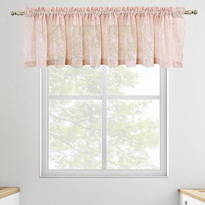 FINECITY Blush Lace Valance Curtain by FINECITY