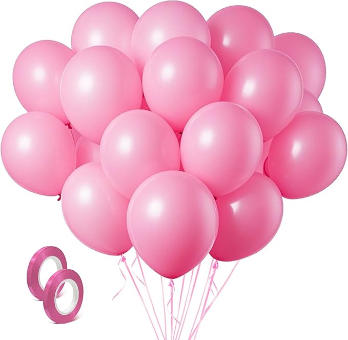 Pink Balloons Light Pink Birthday Decorations 100 Pack 12 inch Round Gender by BOMSI