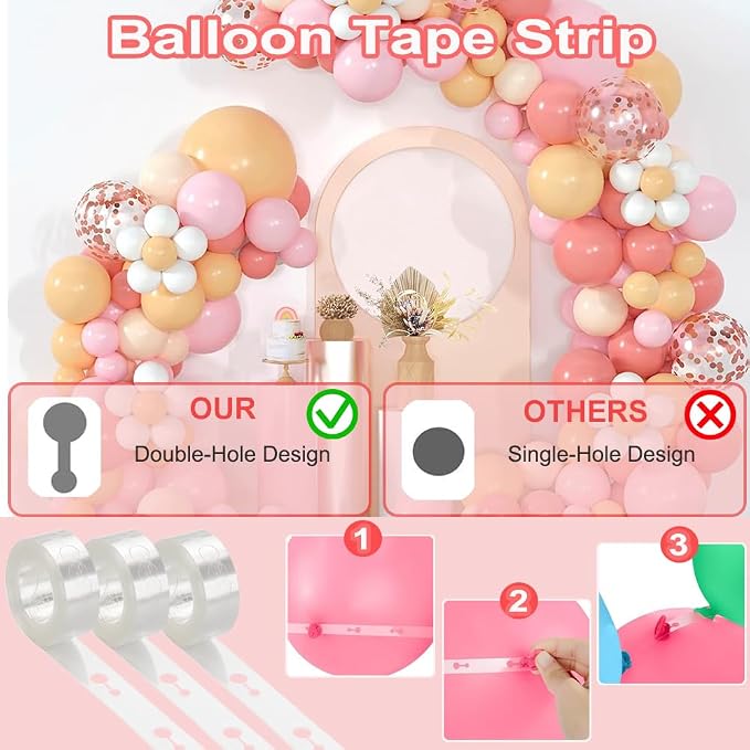 38-in-1 Balloon Arch Garland Kit, 6 Rolls 98ft Tape Strips, 6 Rolls 600 Glue - Image 3