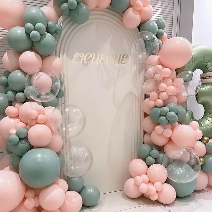 Pink and Green Balloons Garland Arch Kit 154Pcs - Image 6