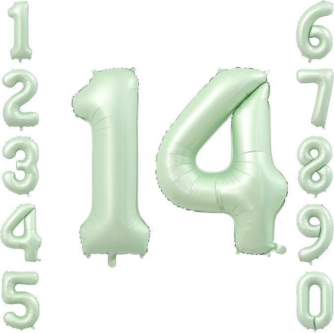 Olive Green Number 14 Balloon 40 Inch, Leafy Prop by Unknown
