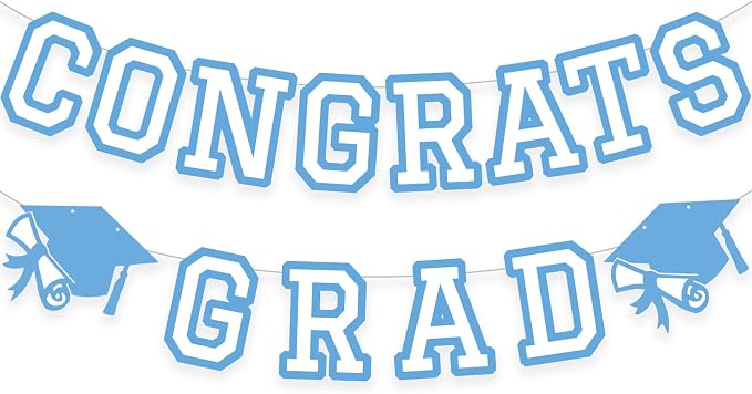 Congrats Grad Banner Graduation Party Banner Decoration Hanging Garland High by Unknown