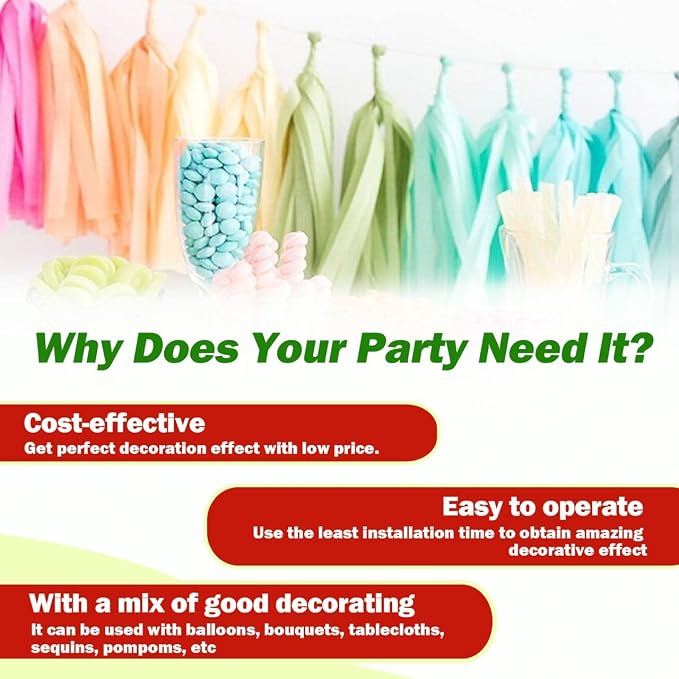 Peach Tassel Garland 20 Pcs, Tissue Paper Tassels Garland Banner - Image 3