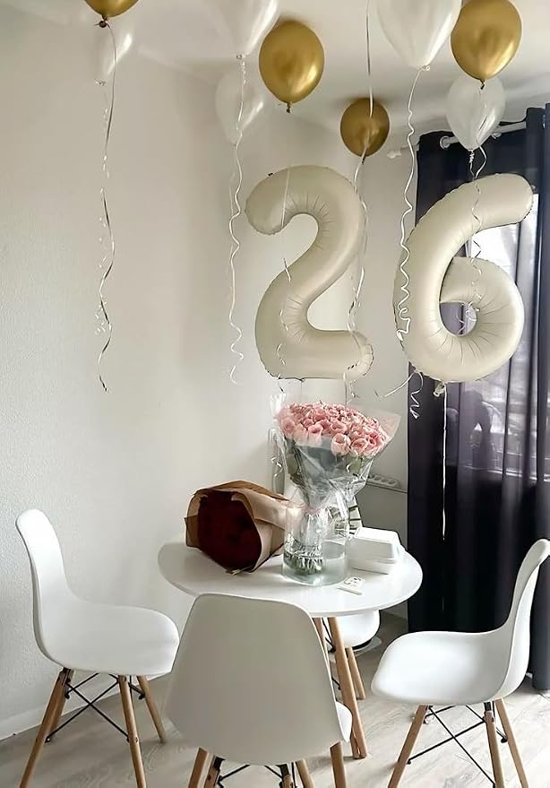 Number 17 Balloons 40 Inch for 17 71 Birthday Party Decoration, Cream White | - Image 3