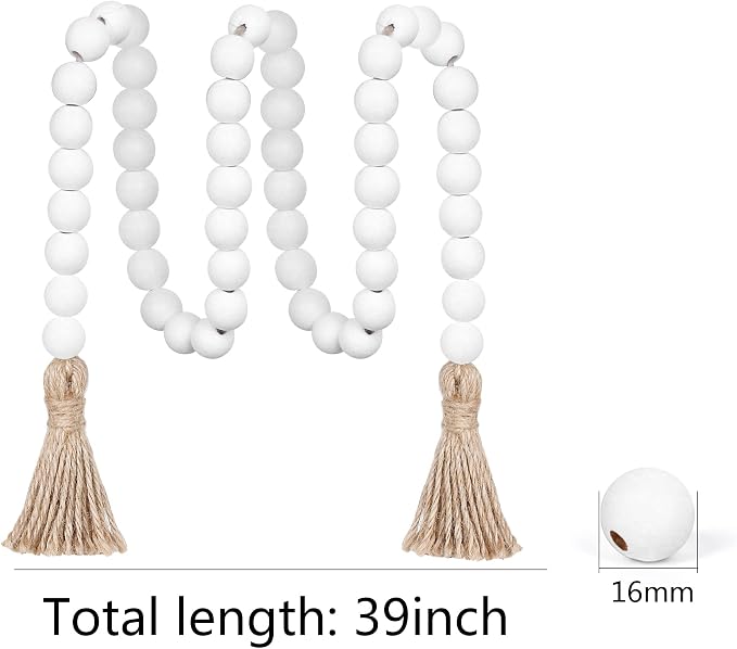 Meplait 39in Wood Bead Garland, Farmhouse Beads - Image 6
