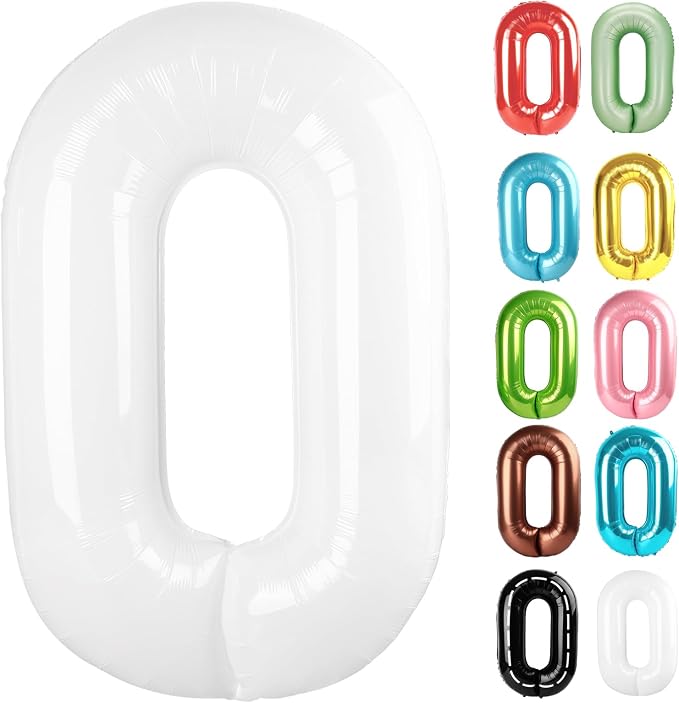 White Number 0 Balloon 40 Inch by IWERP