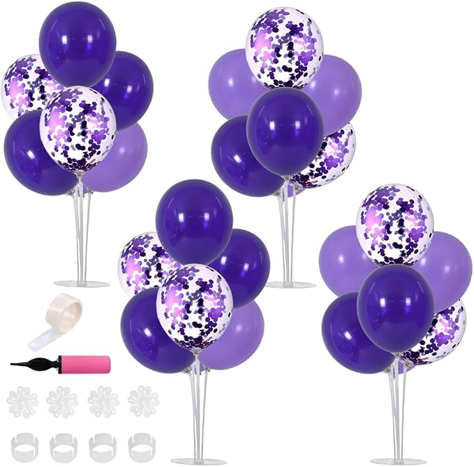 TONIFUL 4 Set Purple Balloon Stand Balloon Centerpiece - Image 7