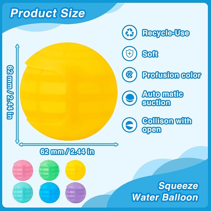 12Pcs Reusable Water Balloons, Self Sealing Quick Fill Silicone Water Toys - Image 2
