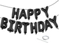 Black Happy Birthday Balloon Banner Set -16 Inch Foil Letters Balloons by KEJ