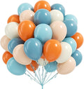 60pcs 12inch Blue and Orange Balloons, Dusty Blue Orange Sand White Nude by Vicduotex