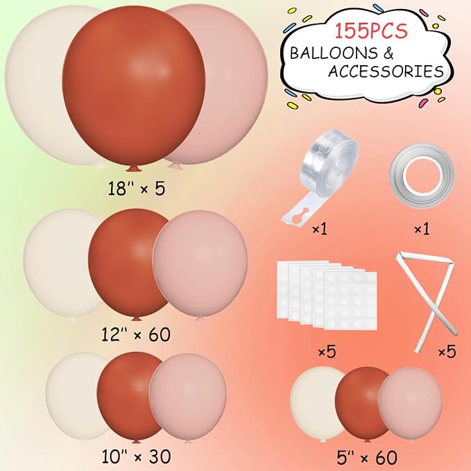 MEBAY Orange Pink Blush White Balloon Garland Arch Kit - Image 2