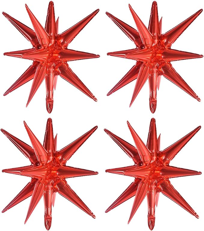 TONIFUL 4 Pcs Explosion Star Balloons Red Foil Balloon Party Decorations | by TONIFUL