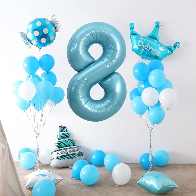 TONIFUL 40 Inch Light Blue Large Numbers Balloons - Image 3
