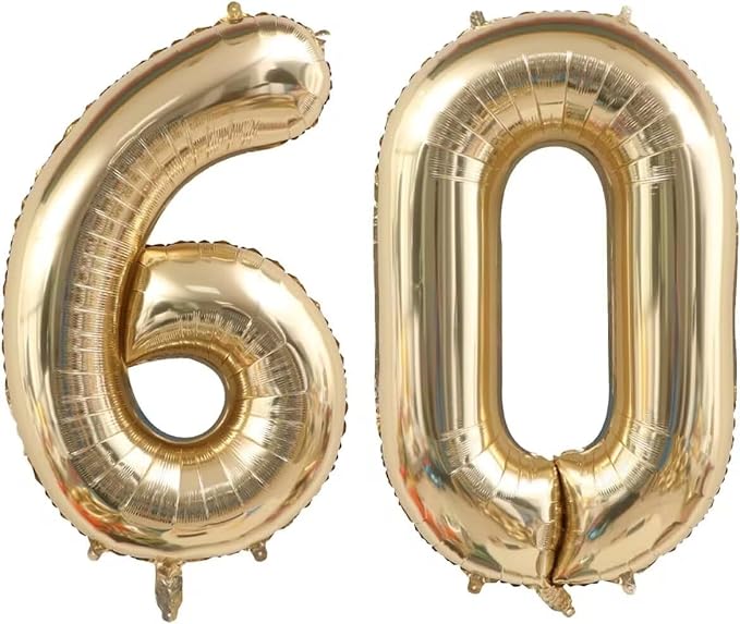 Light Gold 60 Balloon Numbers, 40 Inch Large 60th Birthday Balloons, Helium by Unknown