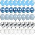 60 Pcs Baby Blue and Silver Balloons, 12 Inch Light Blue Dusty Pale Blue White by Lingqiang