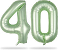 Sage Green Number 40 Birthday Balloons, 40 Inch Large Olive Green Foil Number 4 by Lingqiang
