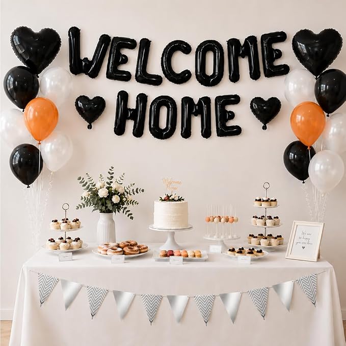 TONIFUL 16Inch Black Welcome Home Balloons Banner, Housewarming Party Decor | - Image 6