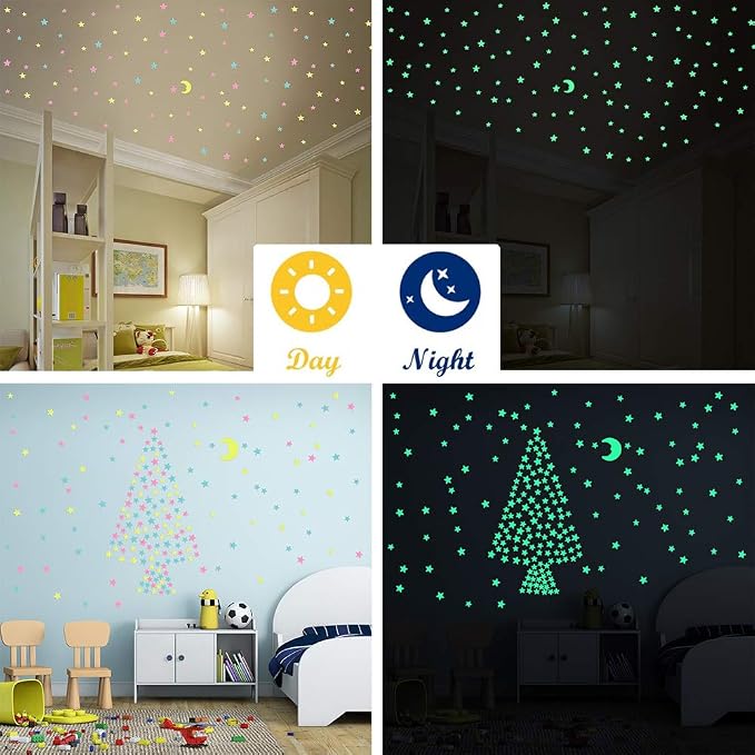 AM AMAONM Glow in The Dark Luminous Stars Fluorescent Noctilucent Plastic Wall - Image 6