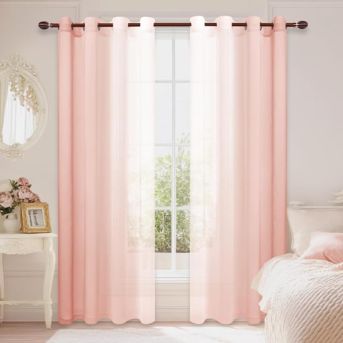 DWCN Faux Linen Ombre Sheer Curtains by DWCN