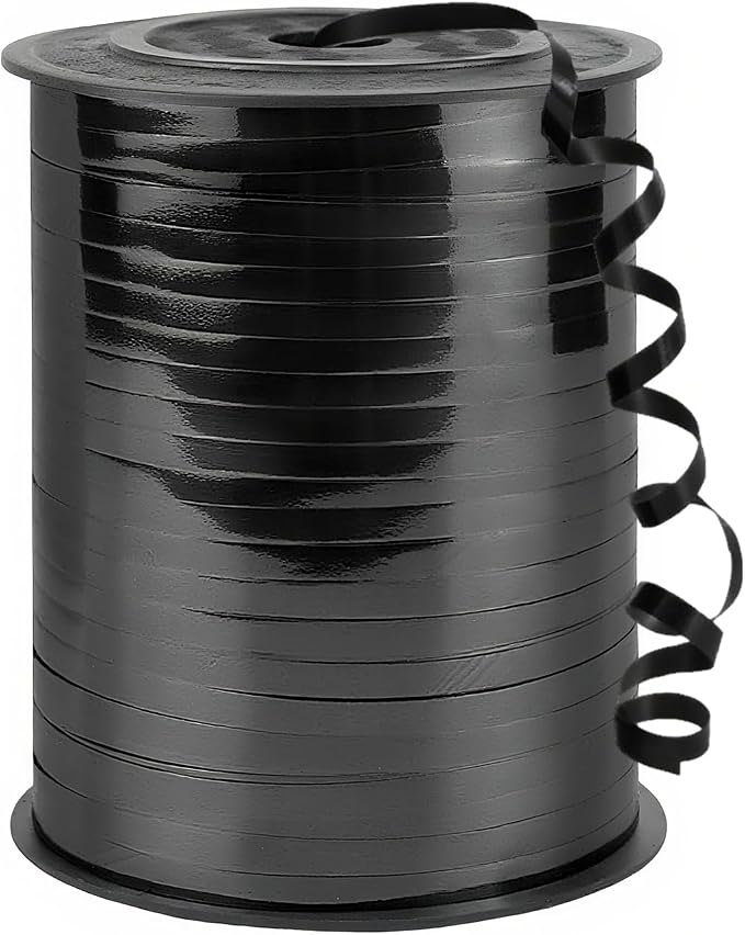 500 Yard Bright Black Curling Ribbon, 1/5" Ribbon Curling by ZJWZSLI