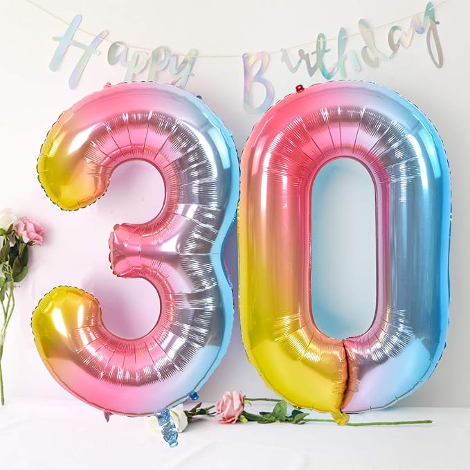 TONIFUL 40 Inch Rainbow Large Numbers Balloons 0-9, Number 5 Digital 5 Helium - Image 3