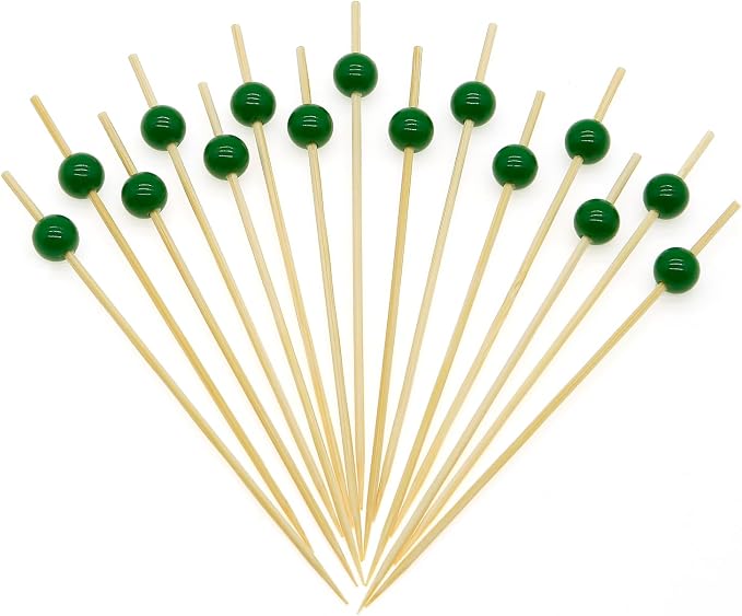Minisland Dark Green Pearl Bamboo Cocktail Picks, Decorative Toothpicks | 4.7 by Minisland