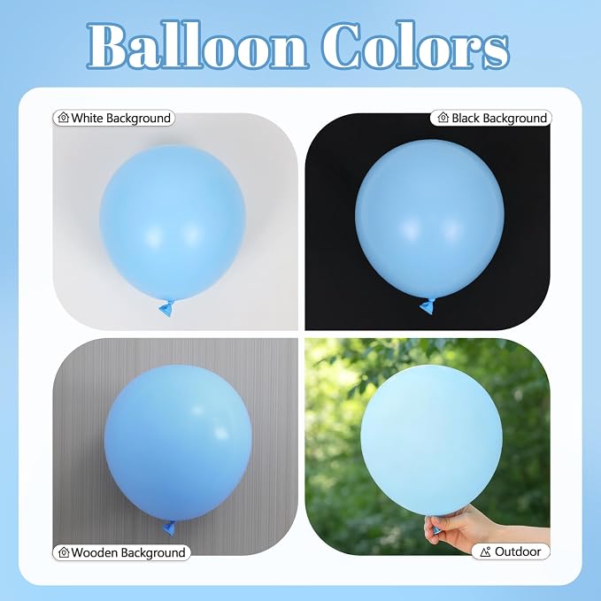 Awenztech 122pcs Light Blue Balloon Arch Kit, 18 12 10 5 inch Pastel Baby Blue - Image 5