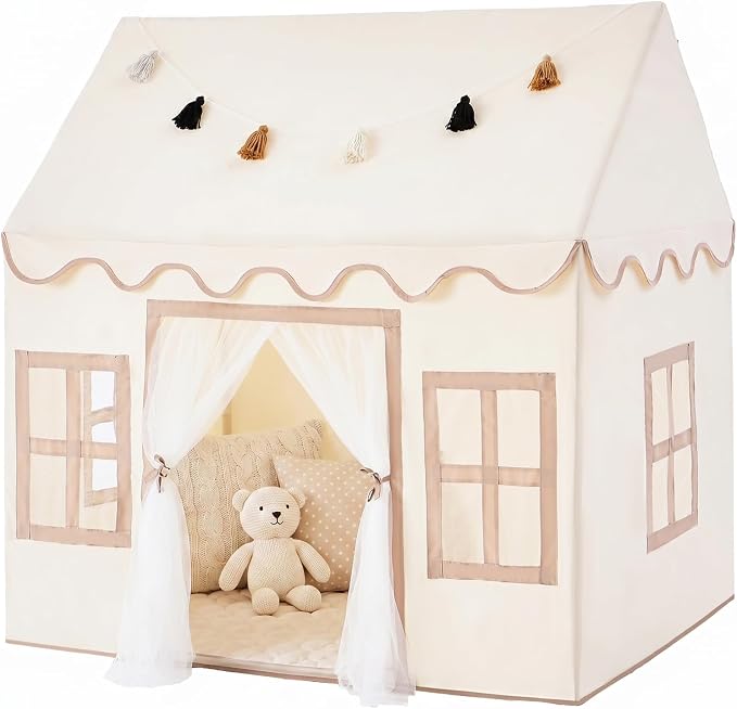 Kids Play Tent Indoor: with Mat, Tassel Garland by Senodeer