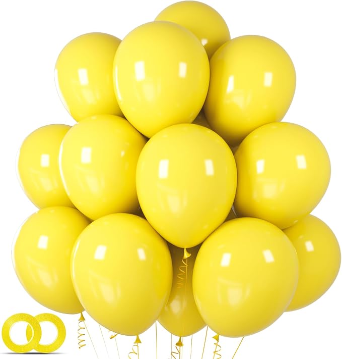 Yellow Balloon 12 inch 100 Pack Latex Party Balloons Round Helium Yellow by ASIYUHY
