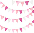 G2PLUS Pre-Strung Burlap Pennant Banners, 39Ft Pink Fabric Triangle Flag Bunting by G2PLUS