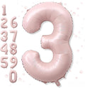 3rd Birthday Balloons for Girls, Pastel Dusty Blush Pink Large 3 Balloon Number by Froova
