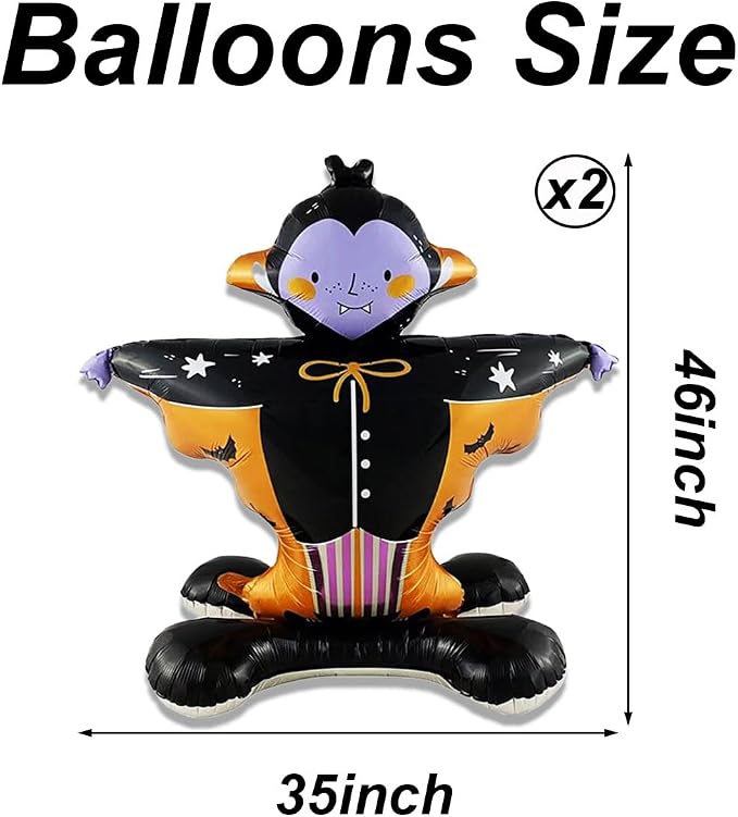 2 Pcs Halloween Balloons, Standing vampire balloon, Large Foil Halloween Party - Image 2