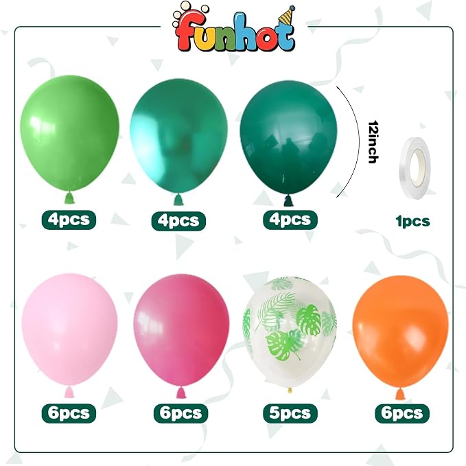 Rainbow Tropical Balloons for Summer Party Decorations | 12-inch pink - Image 2