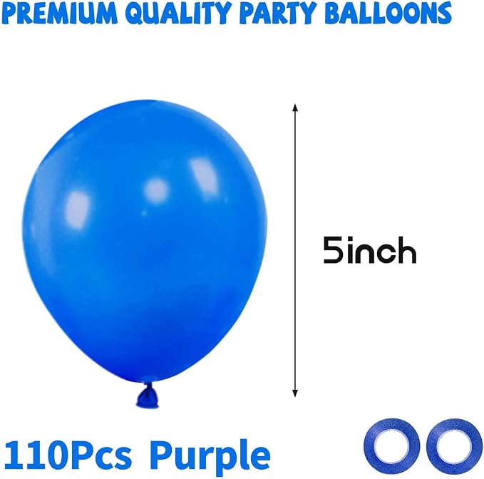 Blue Balloons 110Pcs, 5 Inch Small Blue Latex Party Balloons, Mini Thick Blue - Image 2