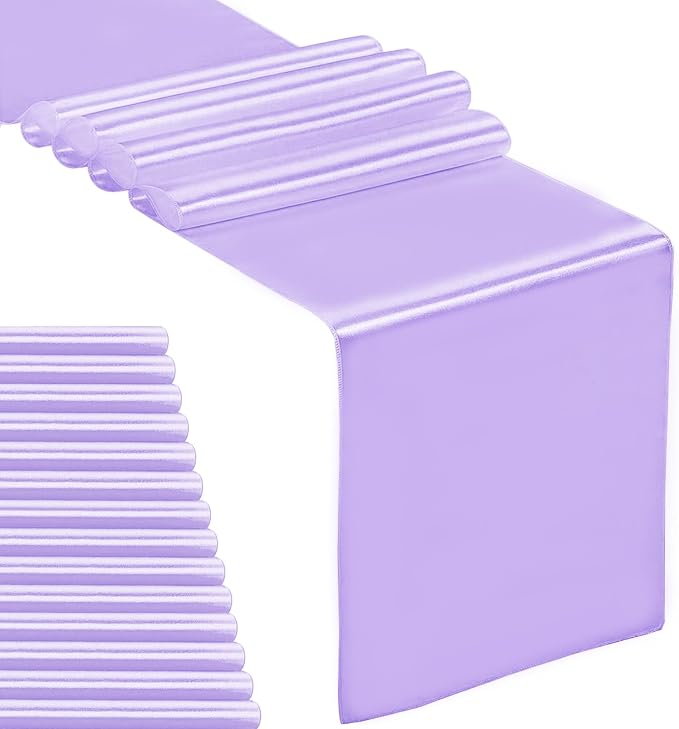 15-Pack Satin Table Runner Lavender 12 x 108 inches Long, Table Runners by Hahuho