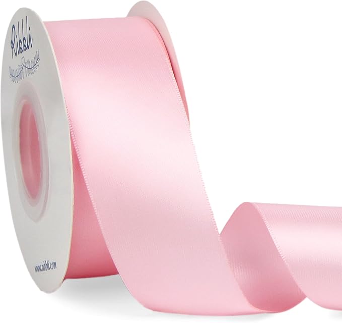 Ribbli Light Pink Double Faced Satin Ribbon, 1-1/2” x Continuous 25 Yards by Ribbli